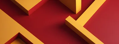 Abstract 3D Geometric Shapes On Red Background