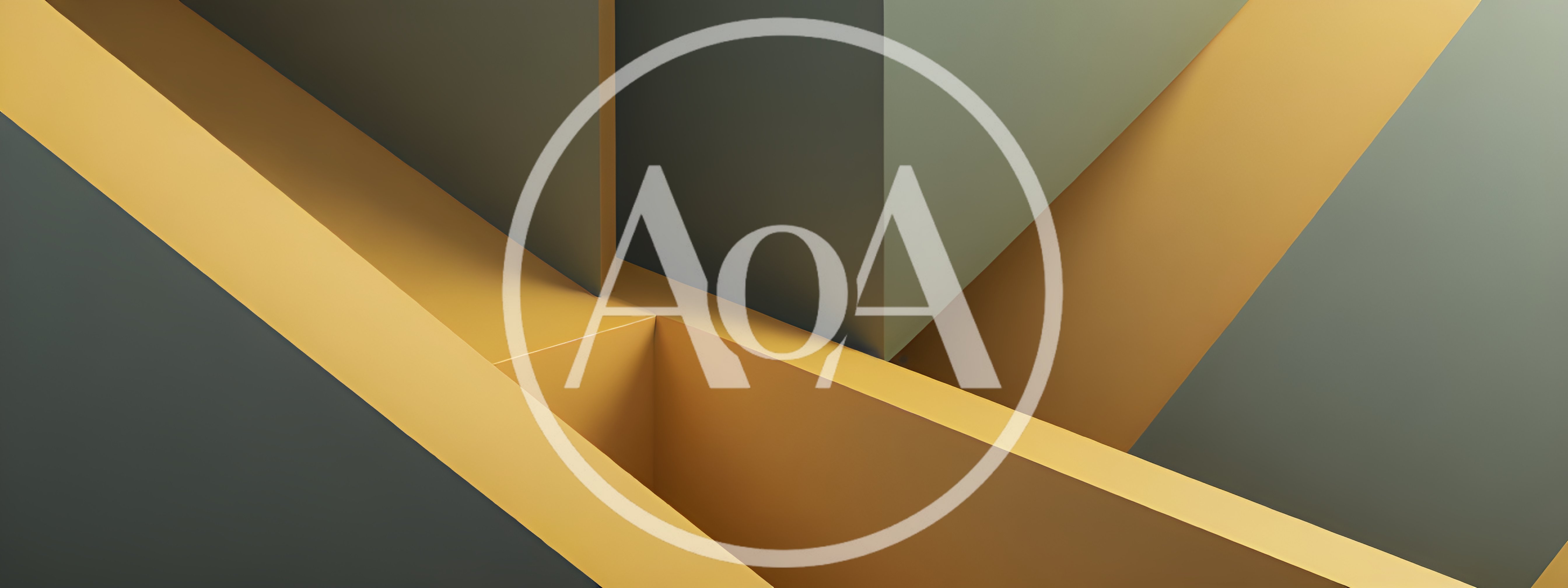 Abstract Geometric Composition With Yellow And Grey Planes