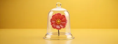 Red Flower Under A Glass Cloche