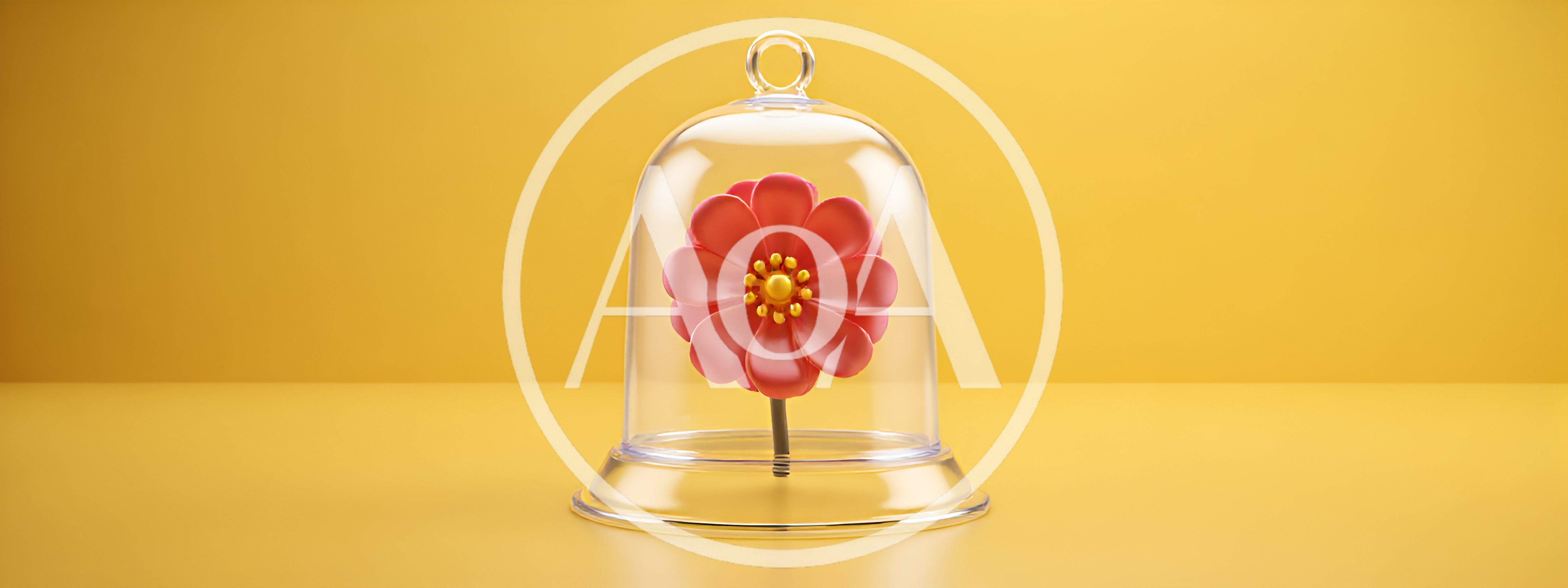 Red Flower Under A Glass Cloche