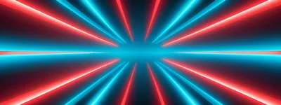 Abstract Neon Light Tunnel With Red And Blue Beams