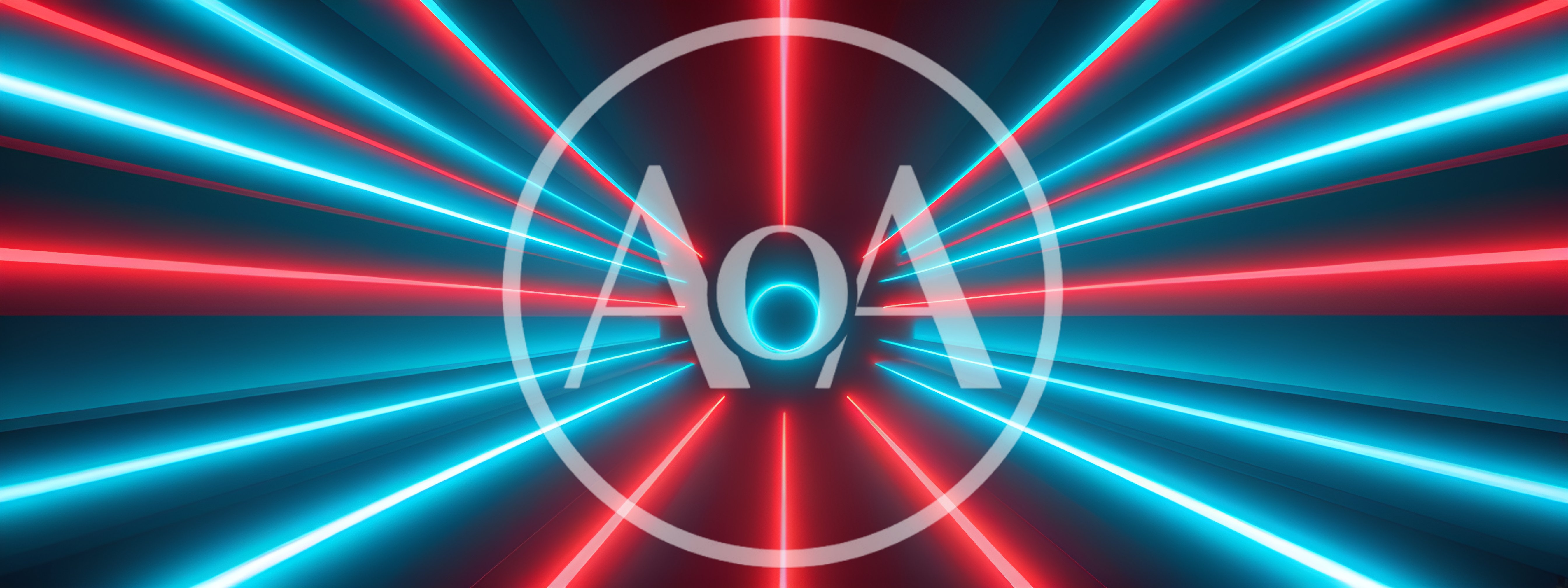 Abstract Neon Light Tunnel With Glowing Red And Blue Lines
