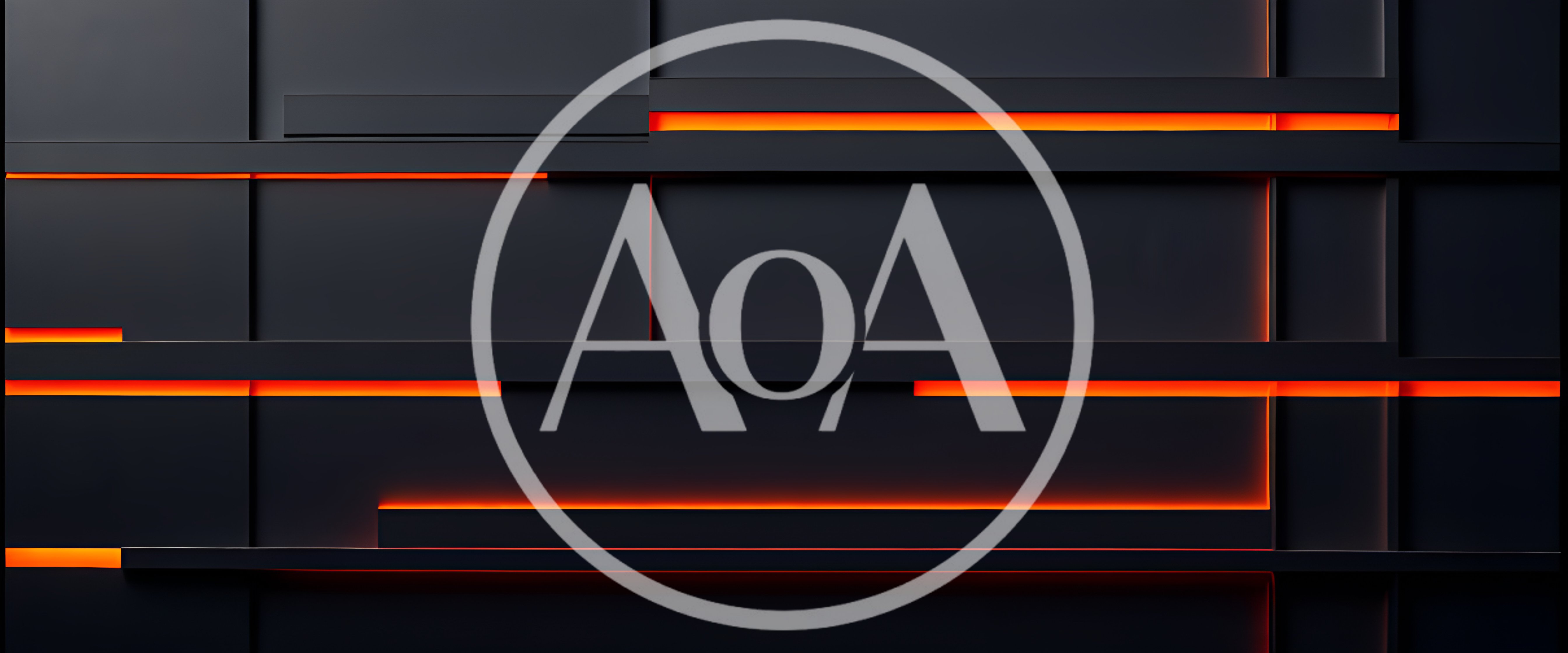 Abstract Dark Geometric Wall With Glowing Orange LED Strips