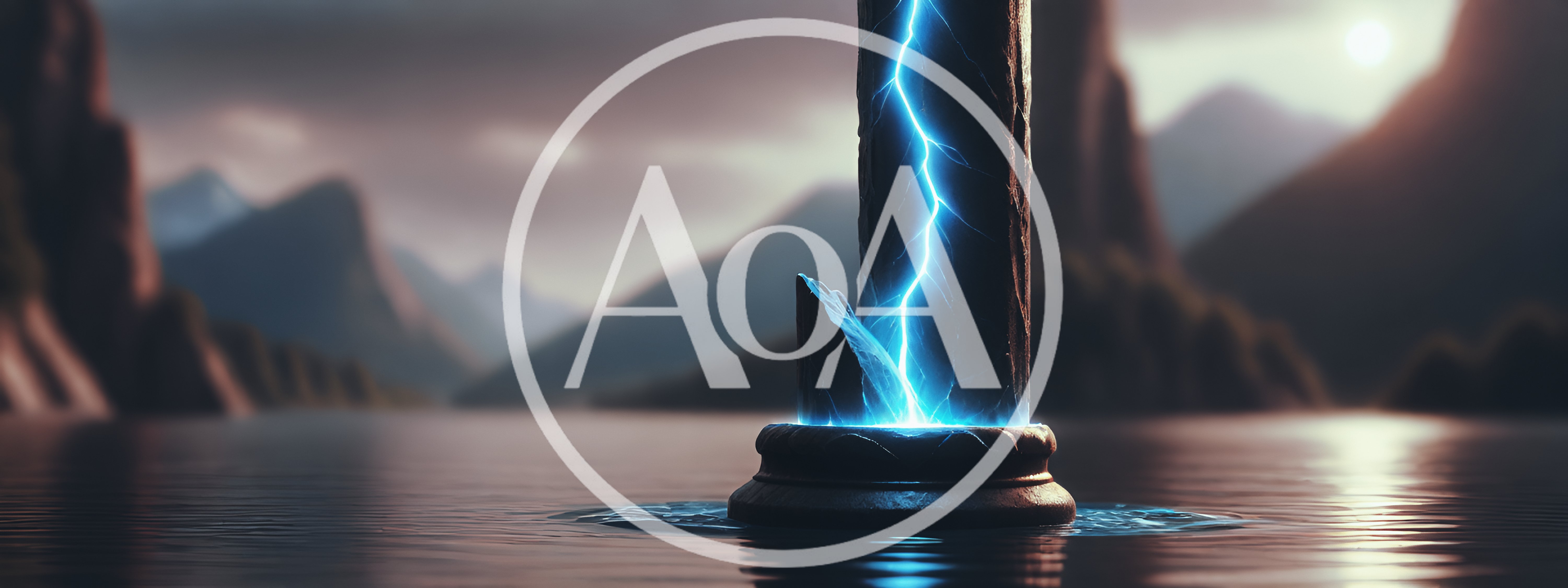 Broken Ancient Stone Pillar With Glowing Blue Lightning
