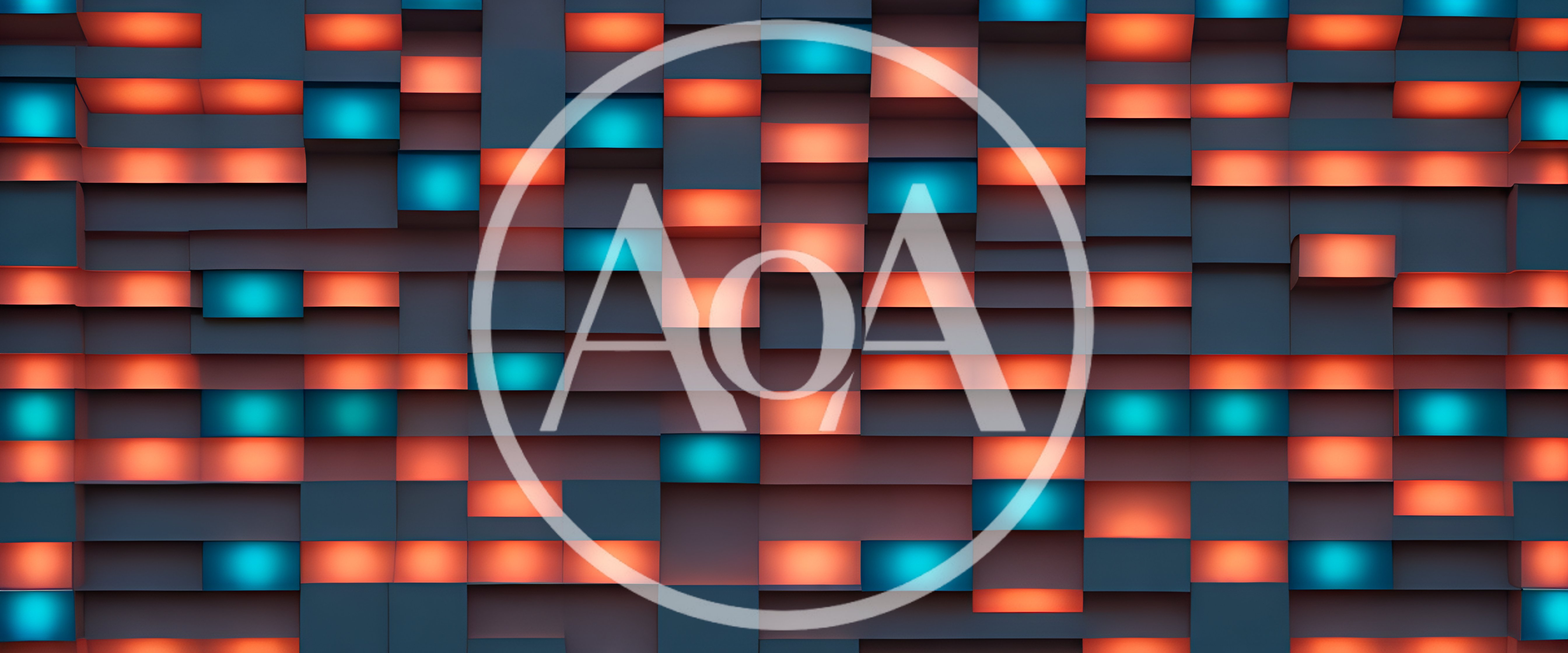 Abstract 3D Wall With Glowing Orange And Blue Blocks