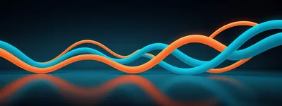 Abstract Glowing Orange And Blue Wavy Lines