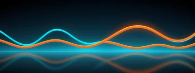 Abstract Neon Wave Lines With Reflection