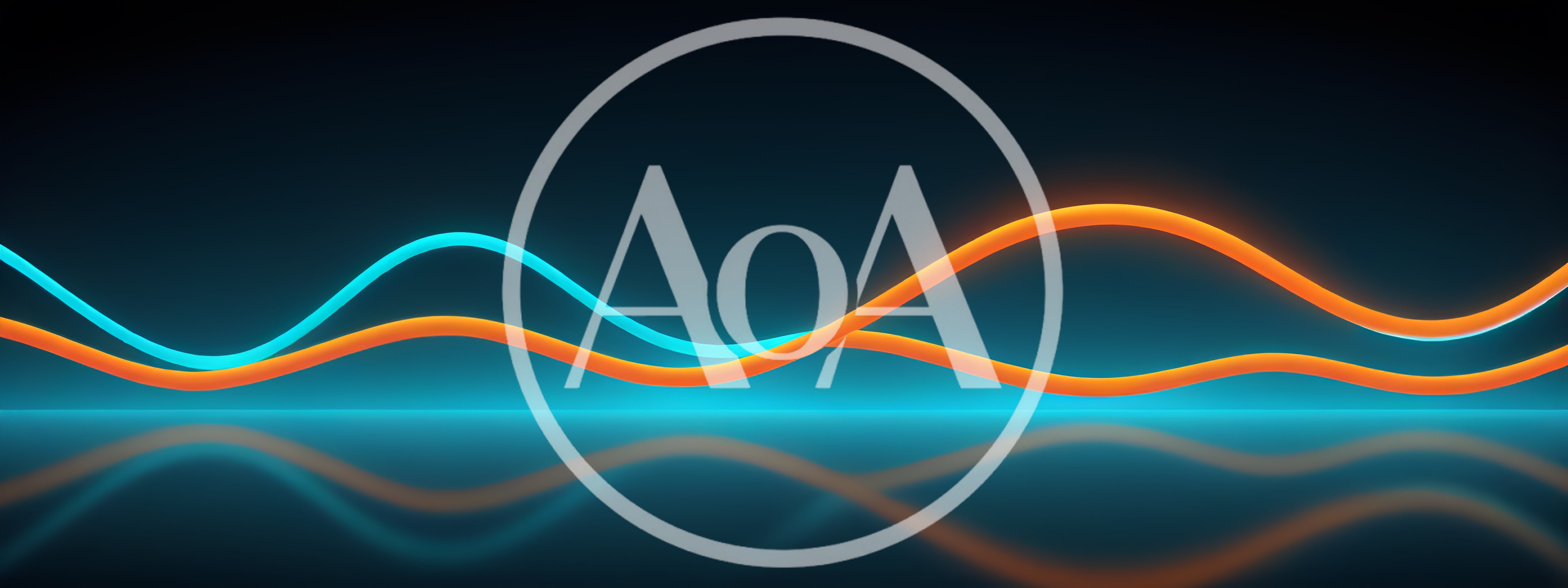 Abstract Neon Wave Lines With Reflection