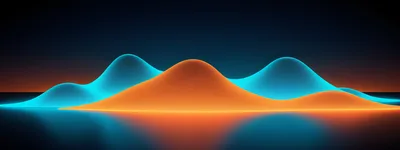 Abstract Glowing Orange And Blue Wave Landscape