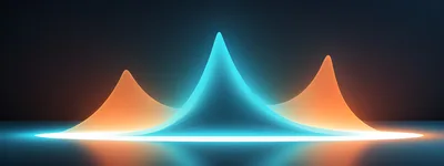 Abstract Glowing Neon Peaks On Reflective Surface