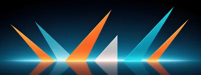 Abstract Geometric Triangles With Neon Glow Reflections