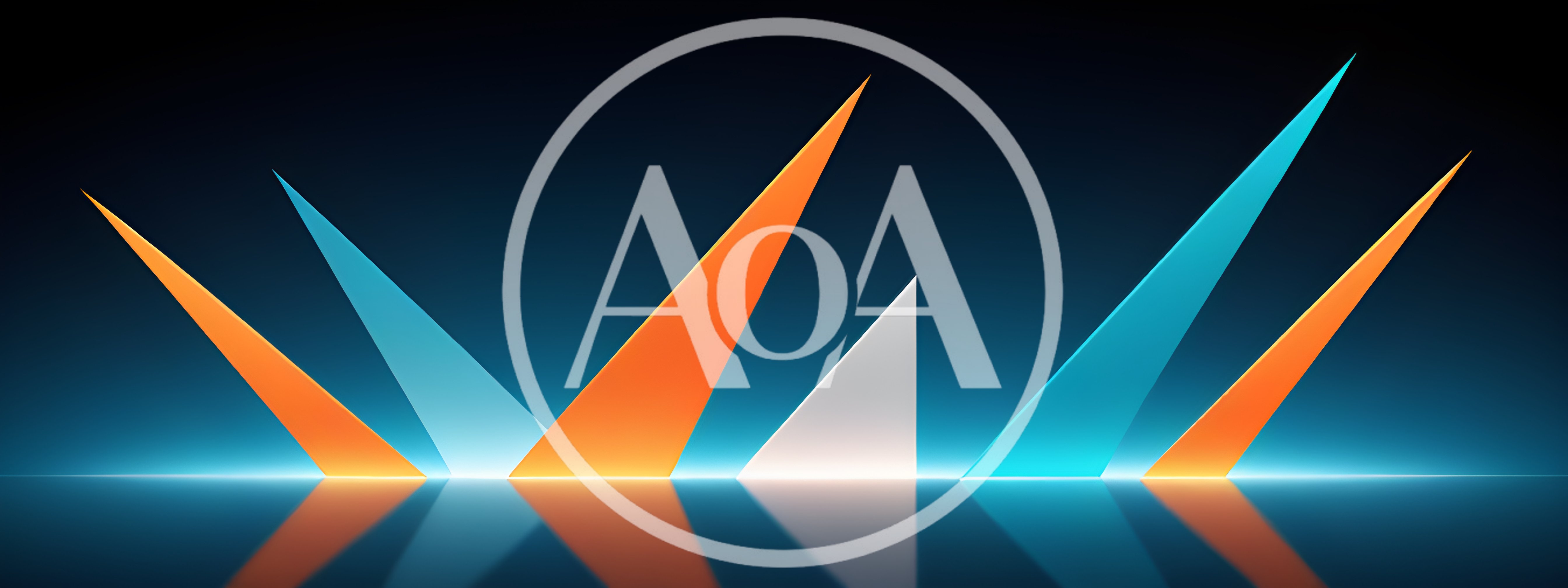 Abstract Geometric Triangles With Neon Glow Reflections