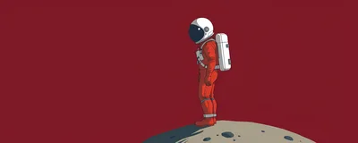 Astronaut Standing Alone On A Lunar Surface