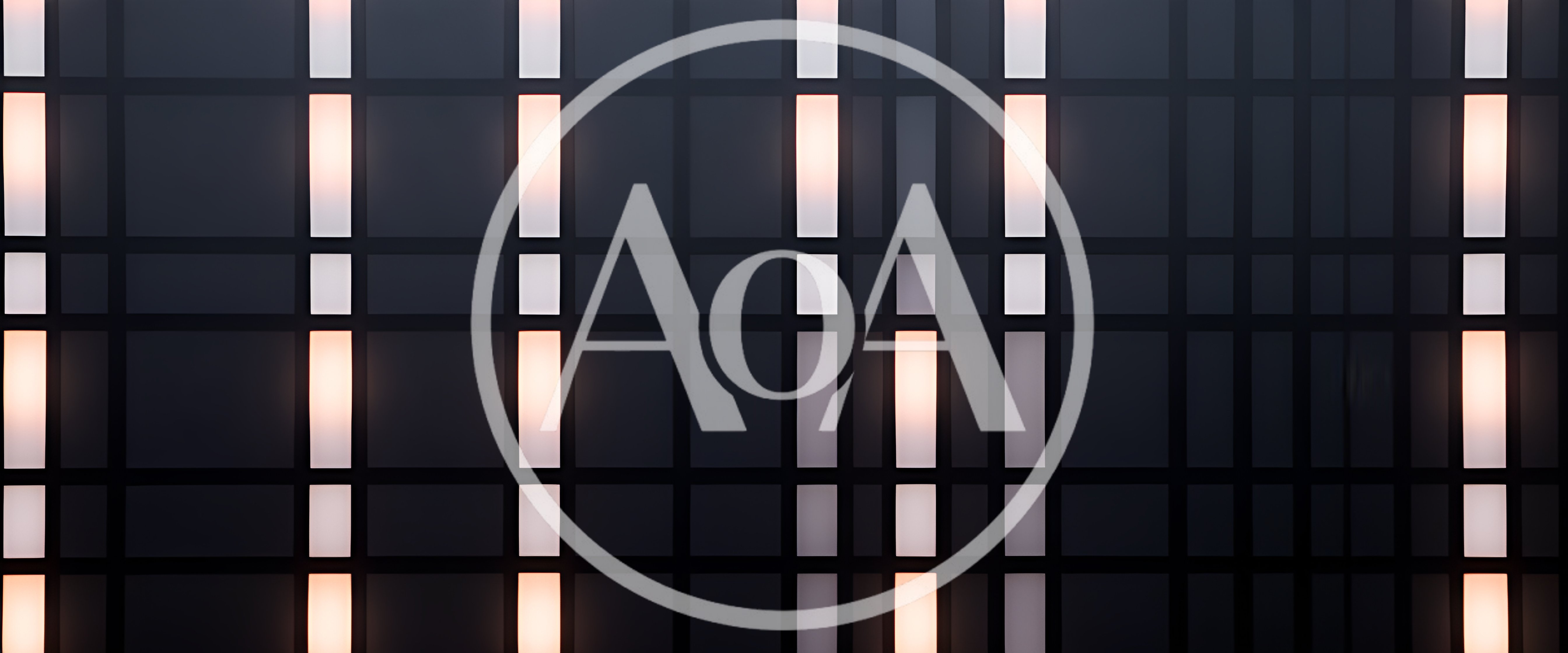 Abstract Geometric Wall With Glowing Vertical Light Panels
