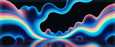 Abstract Neon Wave Background With Glowing Fluid Shapes
