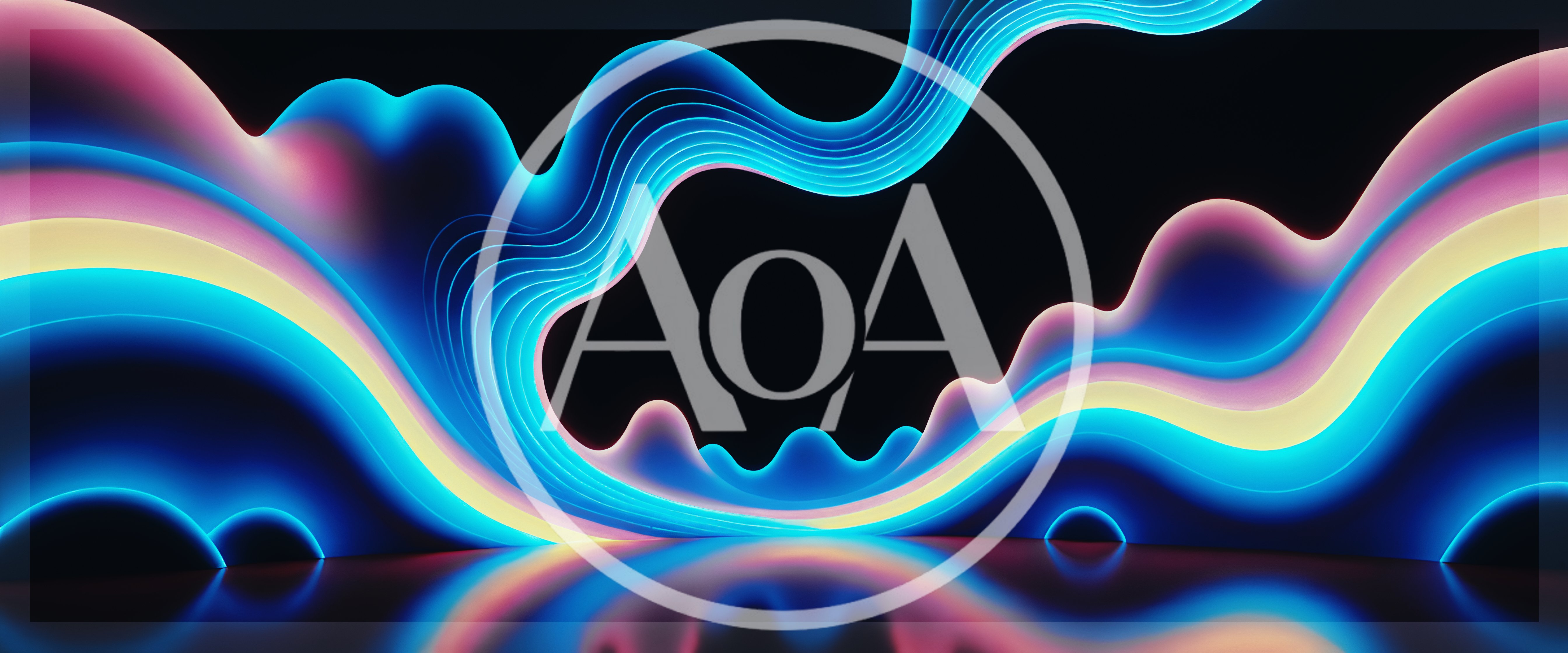 Abstract Neon Wave Background With Glowing Fluid Shapes