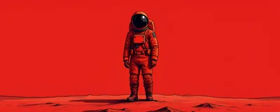 Astronaut Standing Alone On The Surface Of Mars