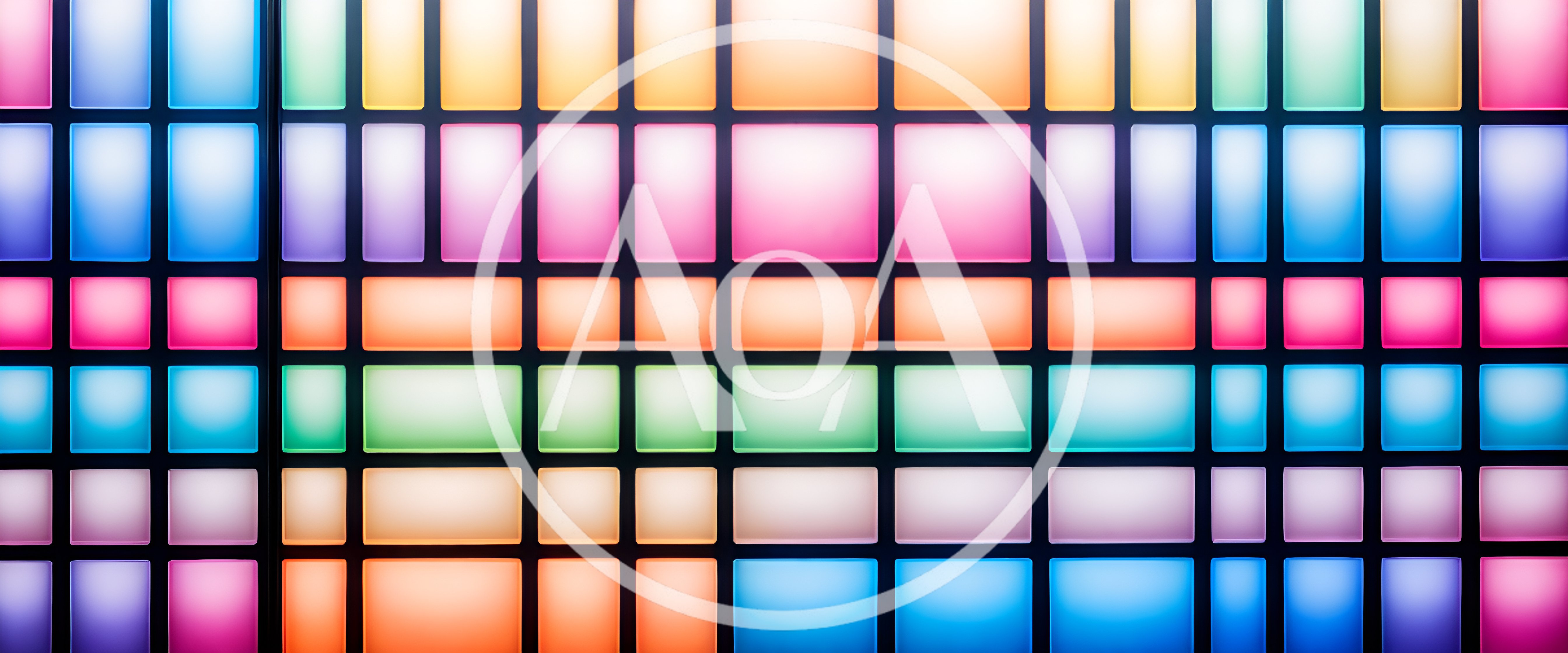 Abstract Grid Of Glowing Colorful Light Panels