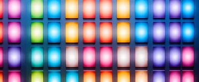 Grid Of Glowing Colorful Rectangular Light Panels