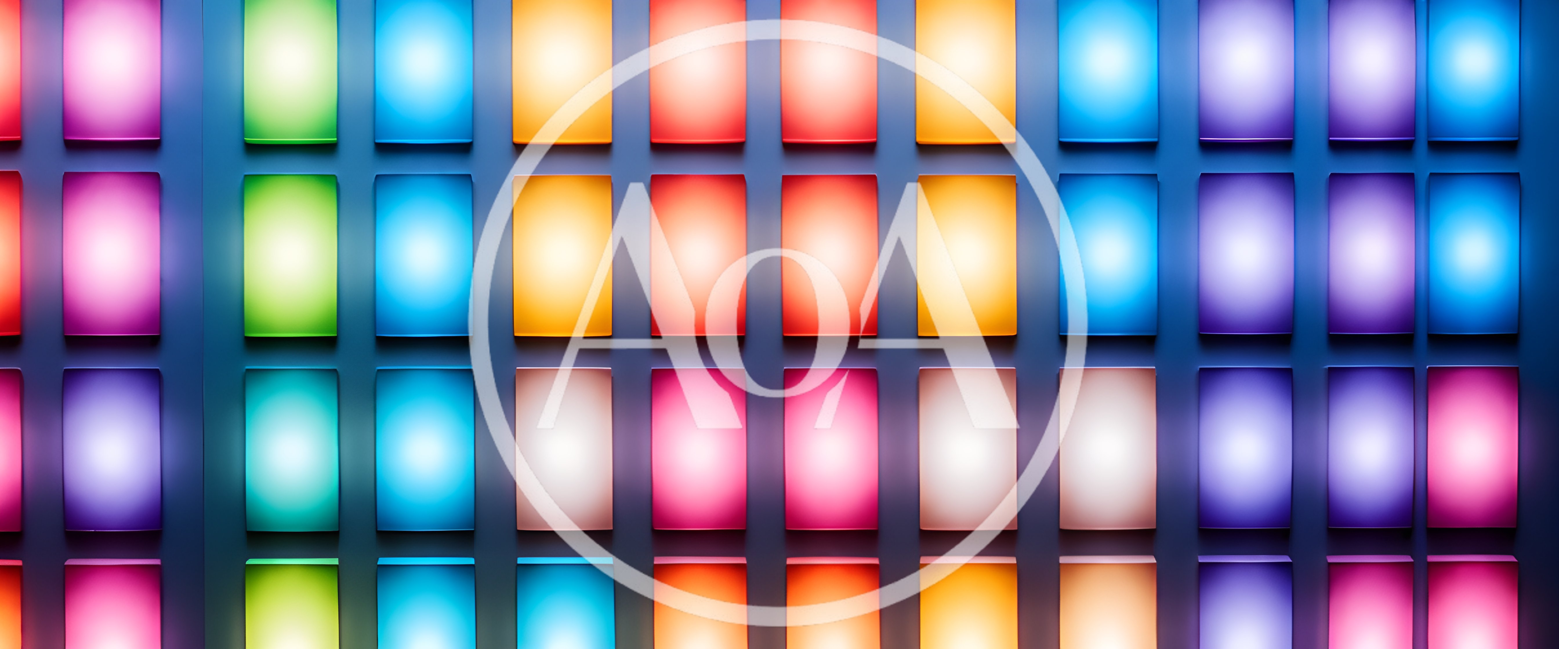Grid Of Glowing Colorful Rectangular Light Panels