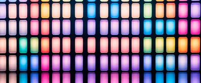 Abstract Grid Of Glowing Colorful Rectangular Light Panels