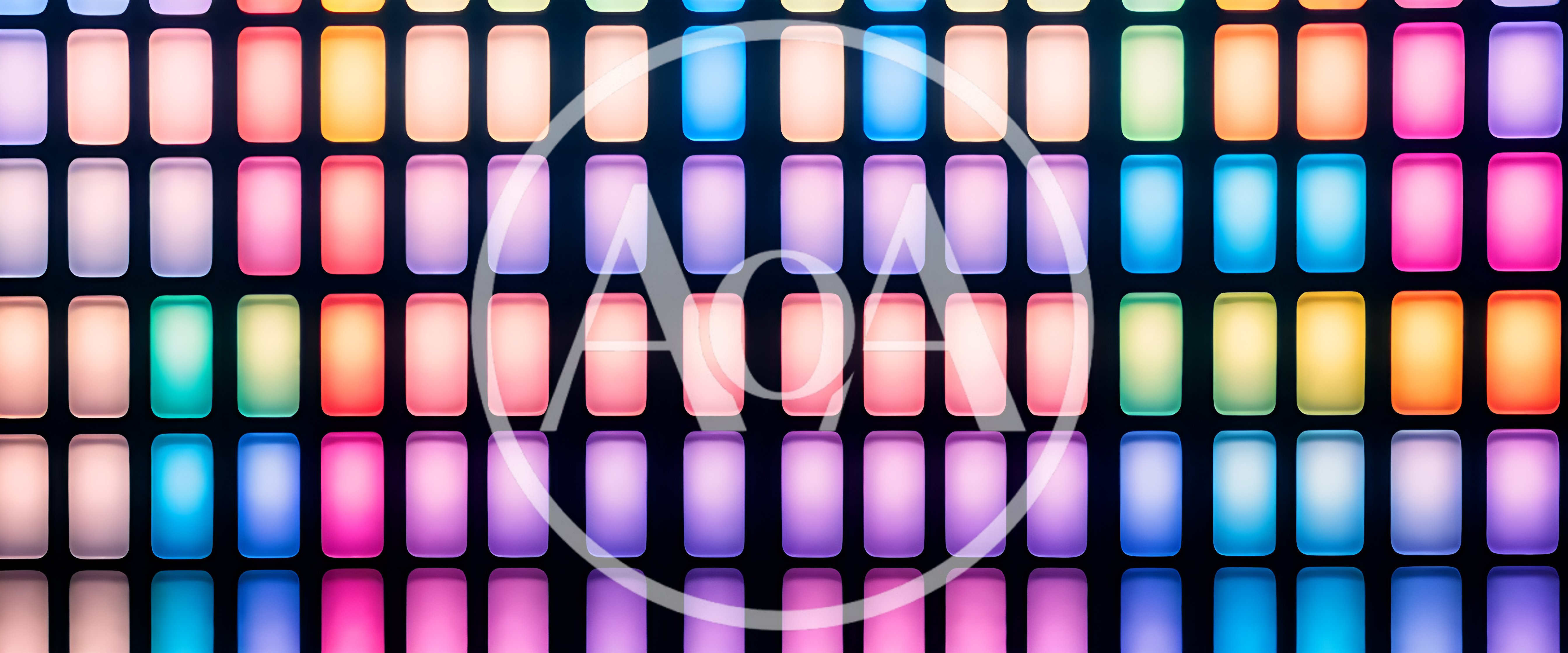 Abstract Grid Of Glowing Colorful Rectangular Light Panels