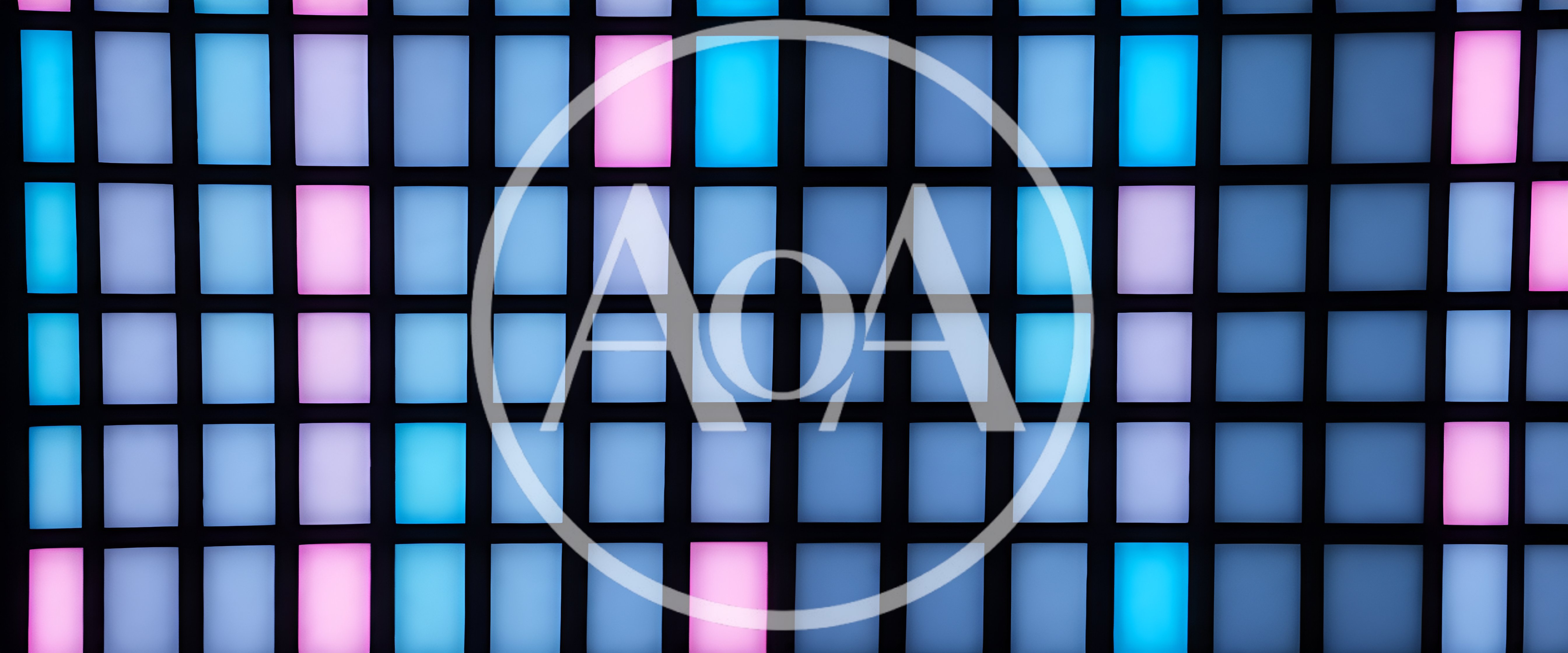 Abstract Grid Of Glowing Blue And Pink Light Panels