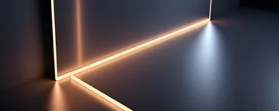 Abstract Minimalist Interior With Glowing Orange Neon Light Lines