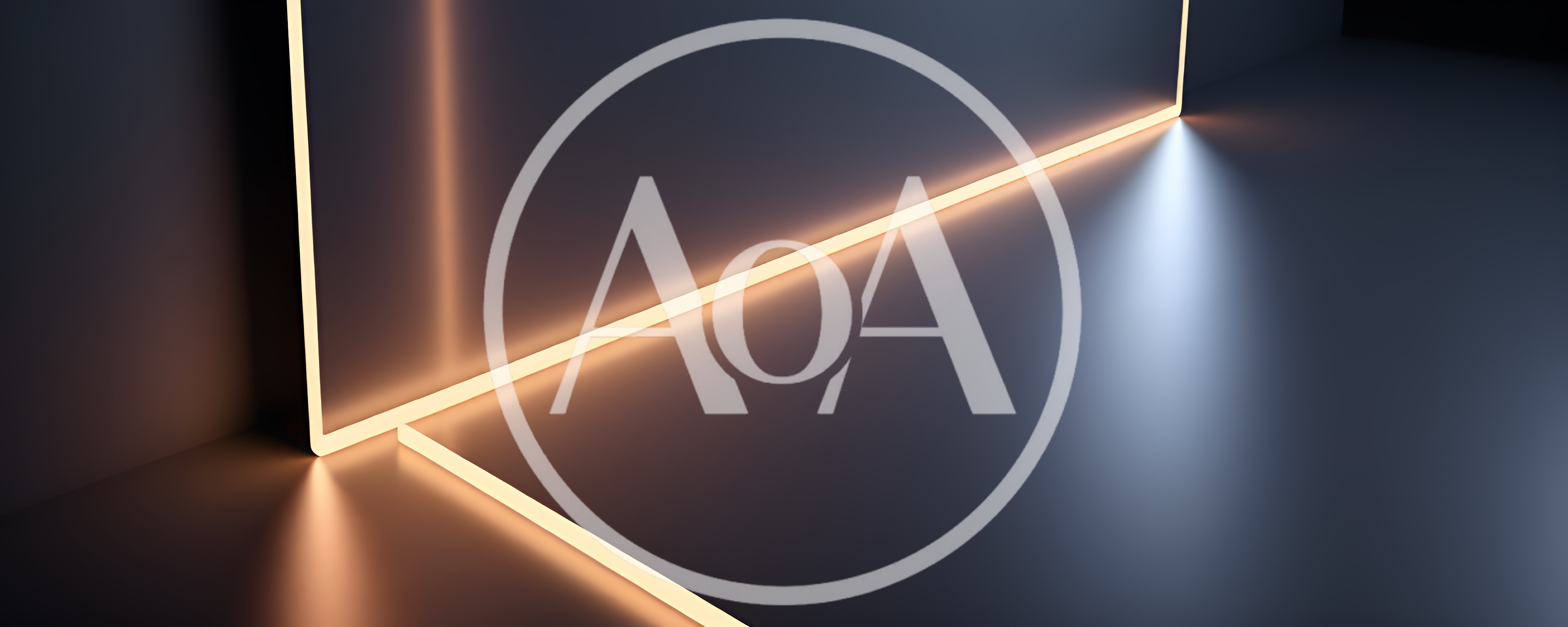 Abstract Minimalist Interior With Glowing Orange Neon Light Lines