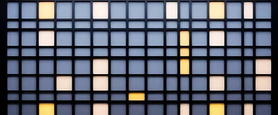 Abstract Grid Wall With Glowing Rectangular Light Panels
