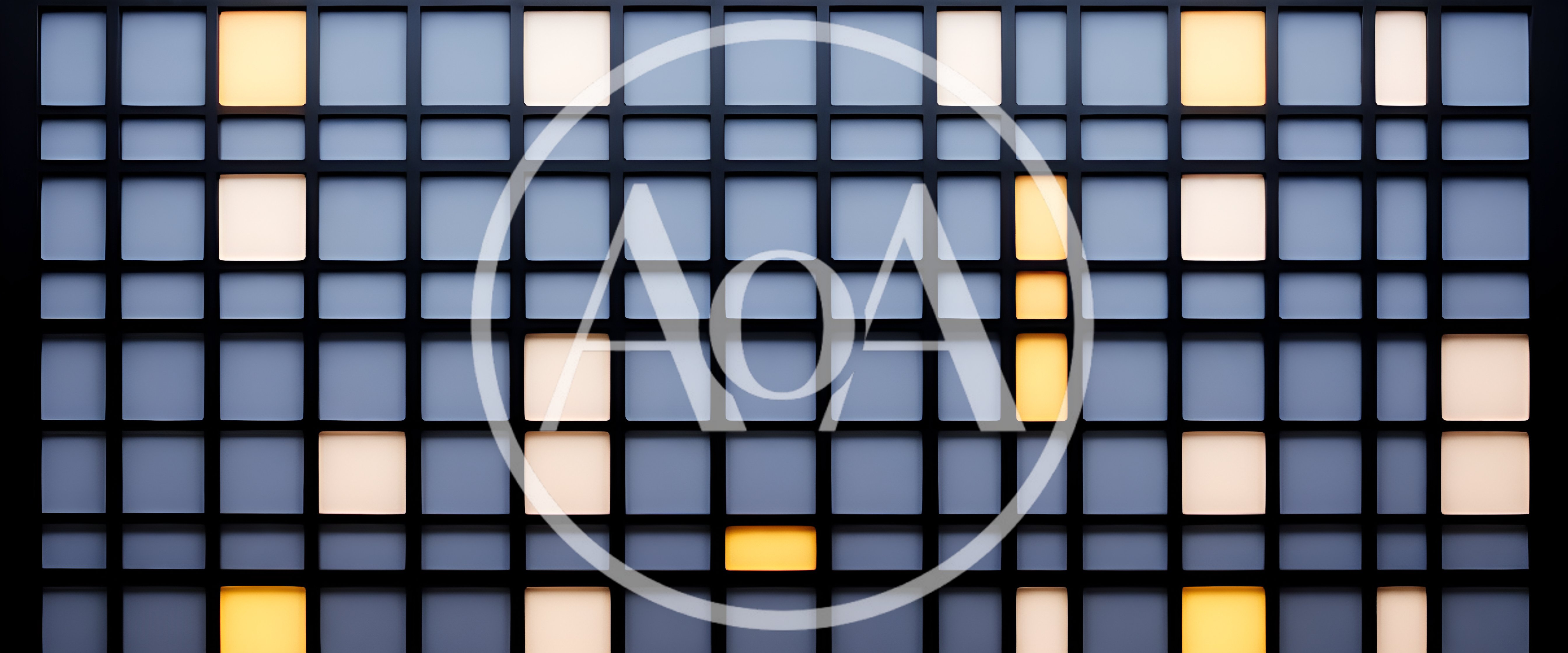 Abstract Grid Wall With Glowing Rectangular Light Panels