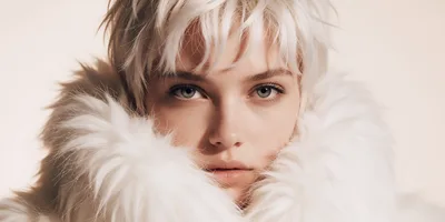 Portrait Of A Young Woman With Platinum Blonde Hair