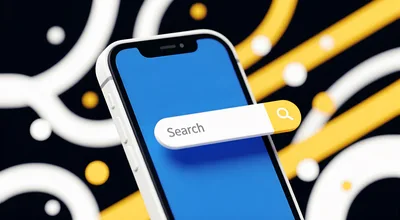3D Smartphone With Floating Search Bar Interface