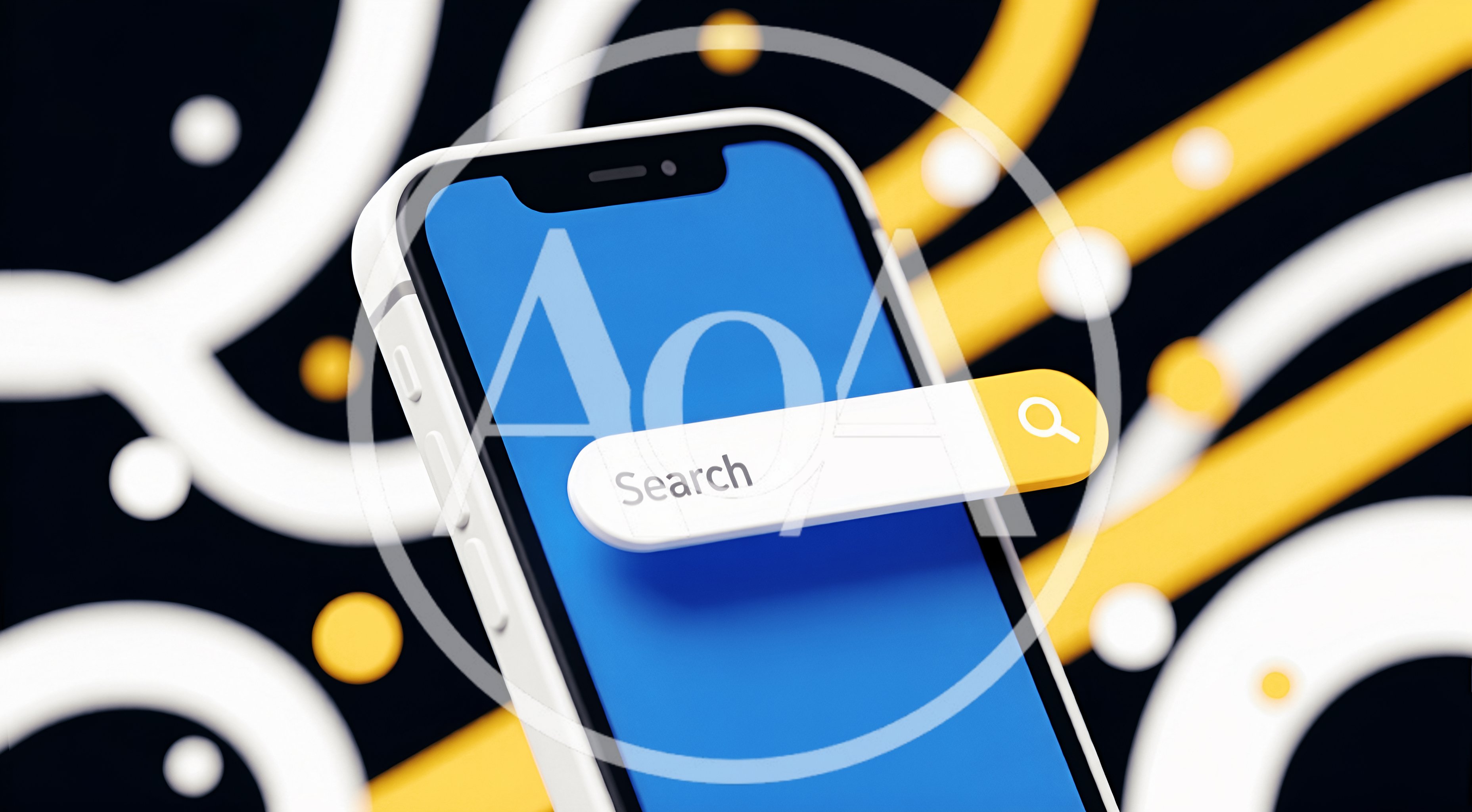 3D Smartphone With Floating Search Bar Interface