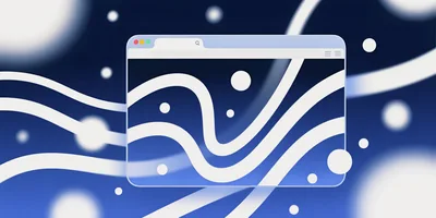 Abstract Browser Window With Flowing White Wavy Lines