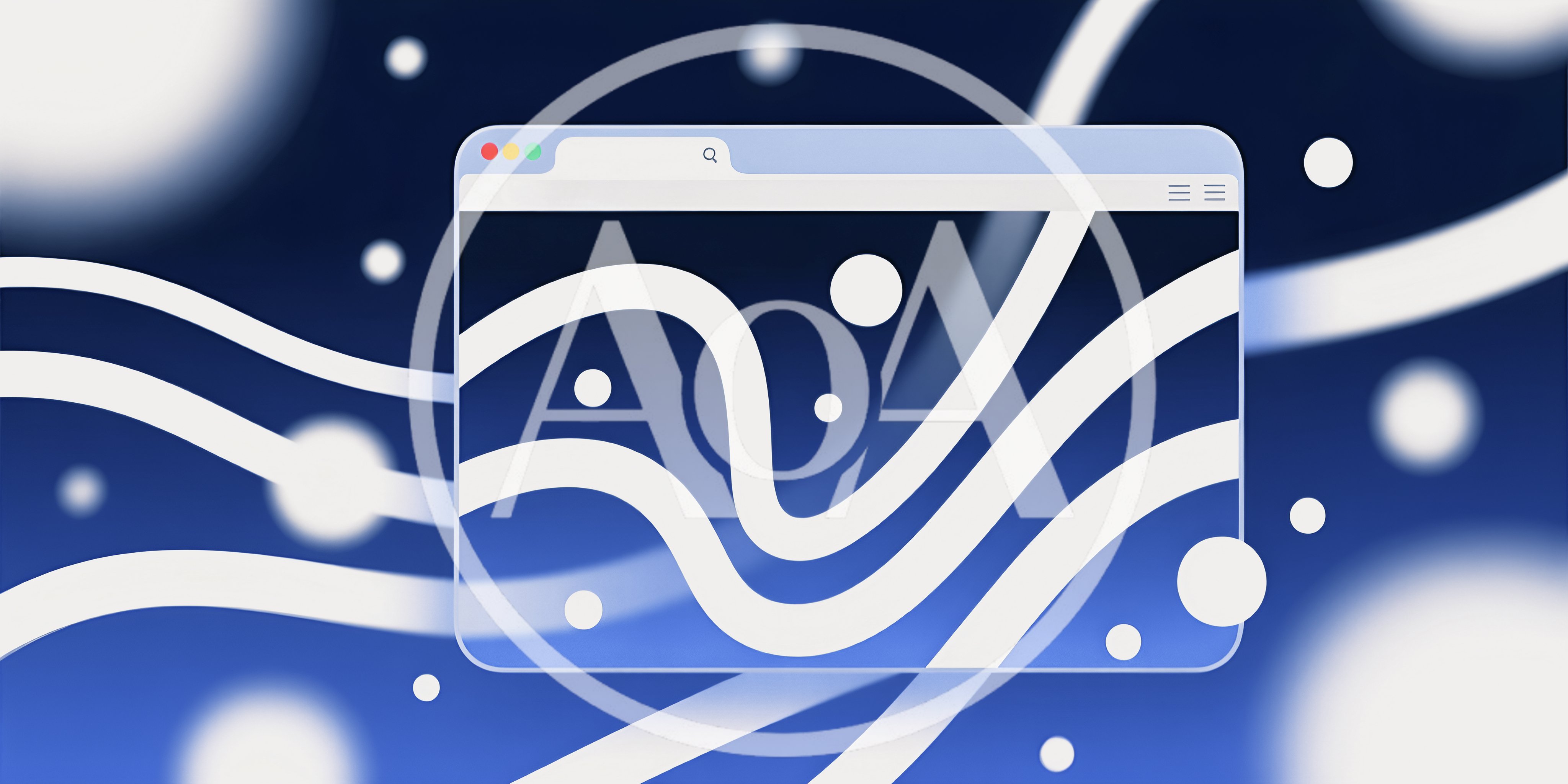 Abstract Browser Window With Flowing White Wavy Lines