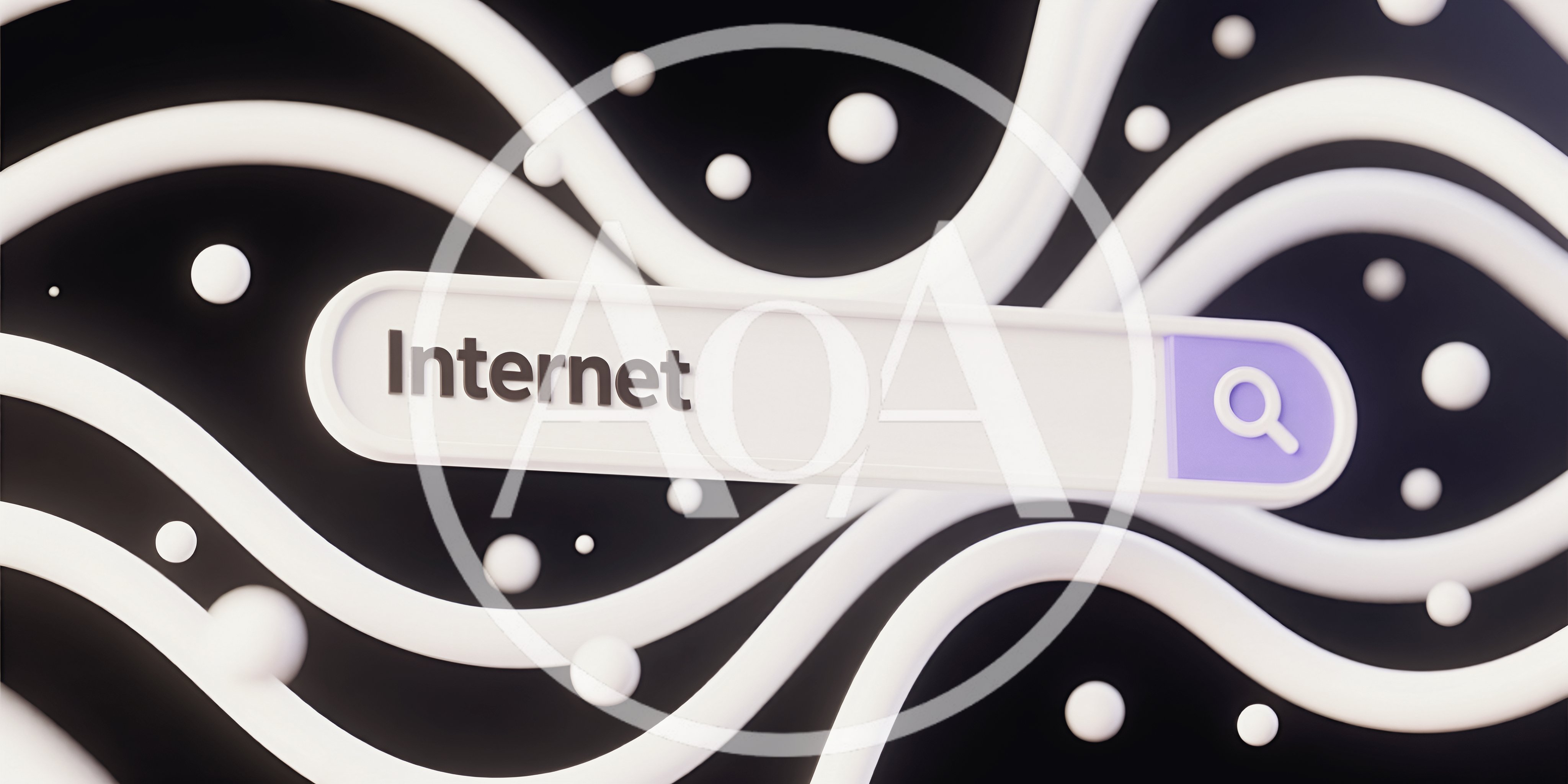 3D Search Bar With Internet Text Floating In Abstract Space