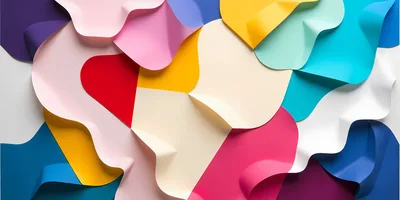 Abstract Background With Overlapping Colorful Wavy Paper Layers