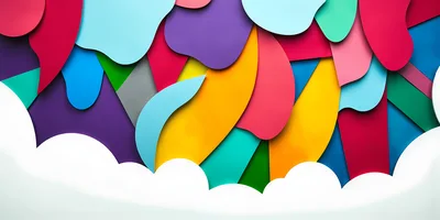 Abstract Colorful Paper Cutout Layered Background