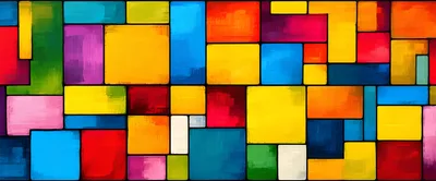 Abstract Geometric Painting With Vibrant Multicolored Rectangles