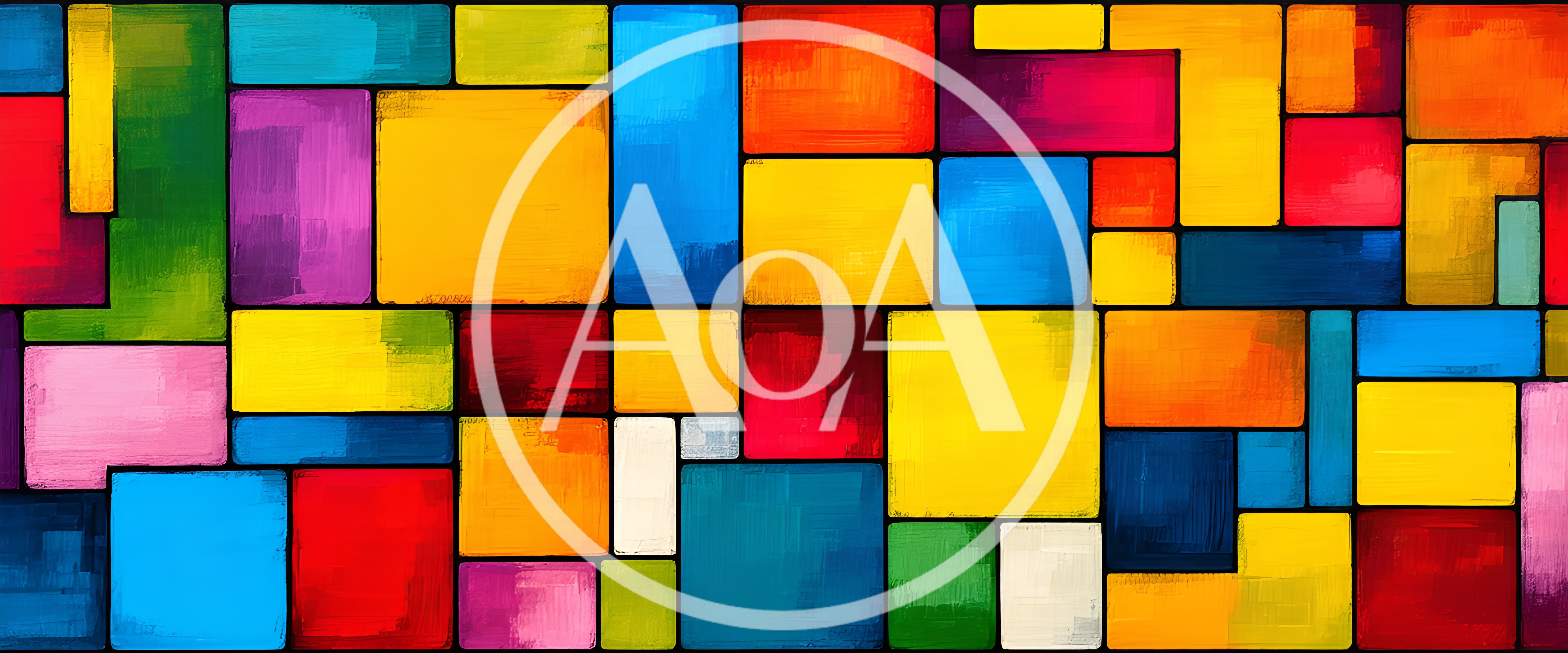 Abstract Geometric Painting With Vibrant Multicolored Rectangles
