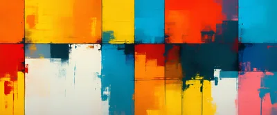 Abstract Geometric Oil Painting With Vibrant Color Blocks