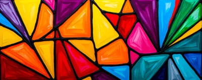 Abstract Stained Glass Pattern With Vibrant Geometric Shapes