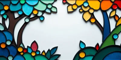 Stained Glass Style Decorative Frame With Floral Motifs