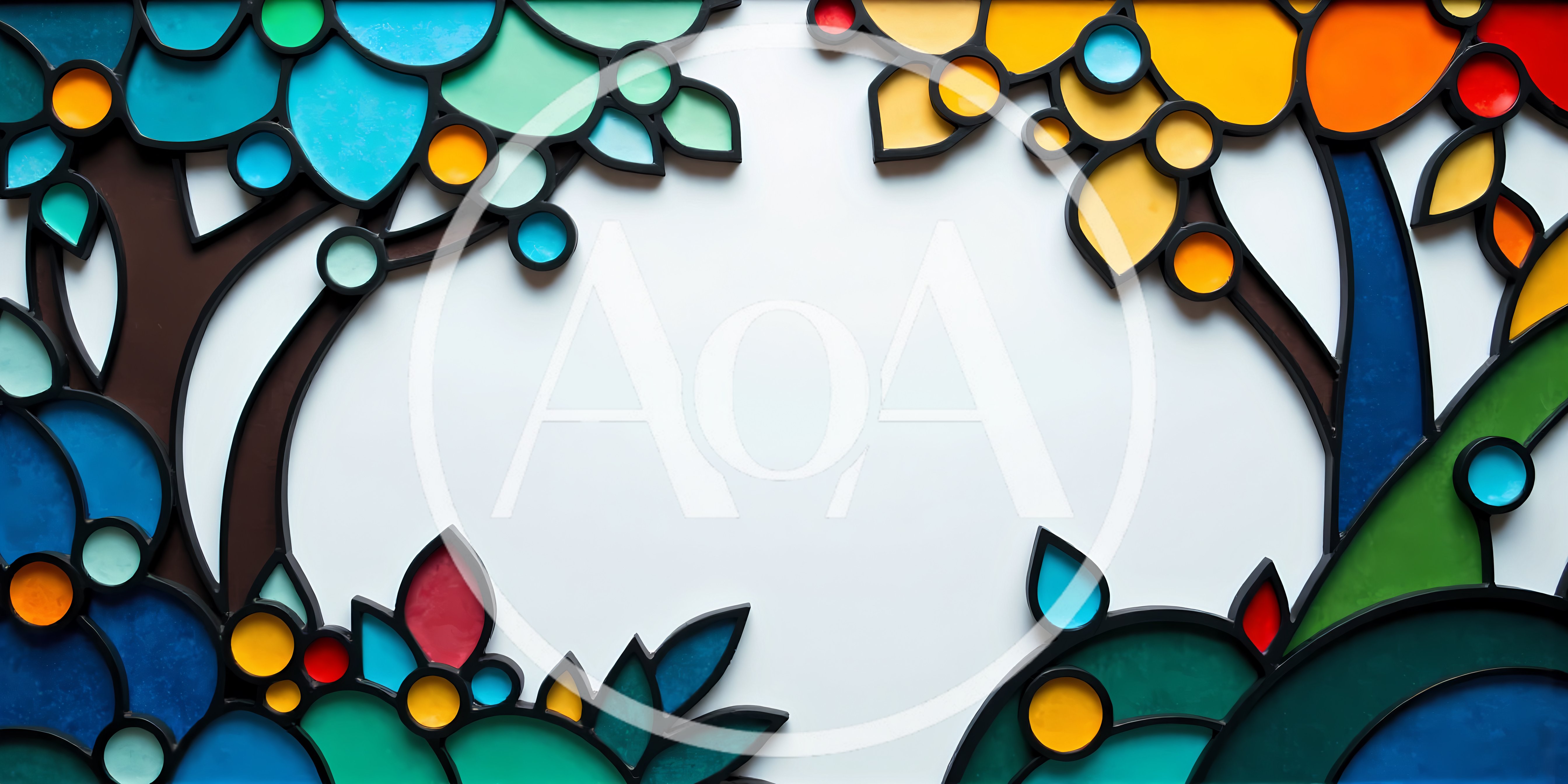 Stained Glass Style Decorative Frame With Floral Motifs