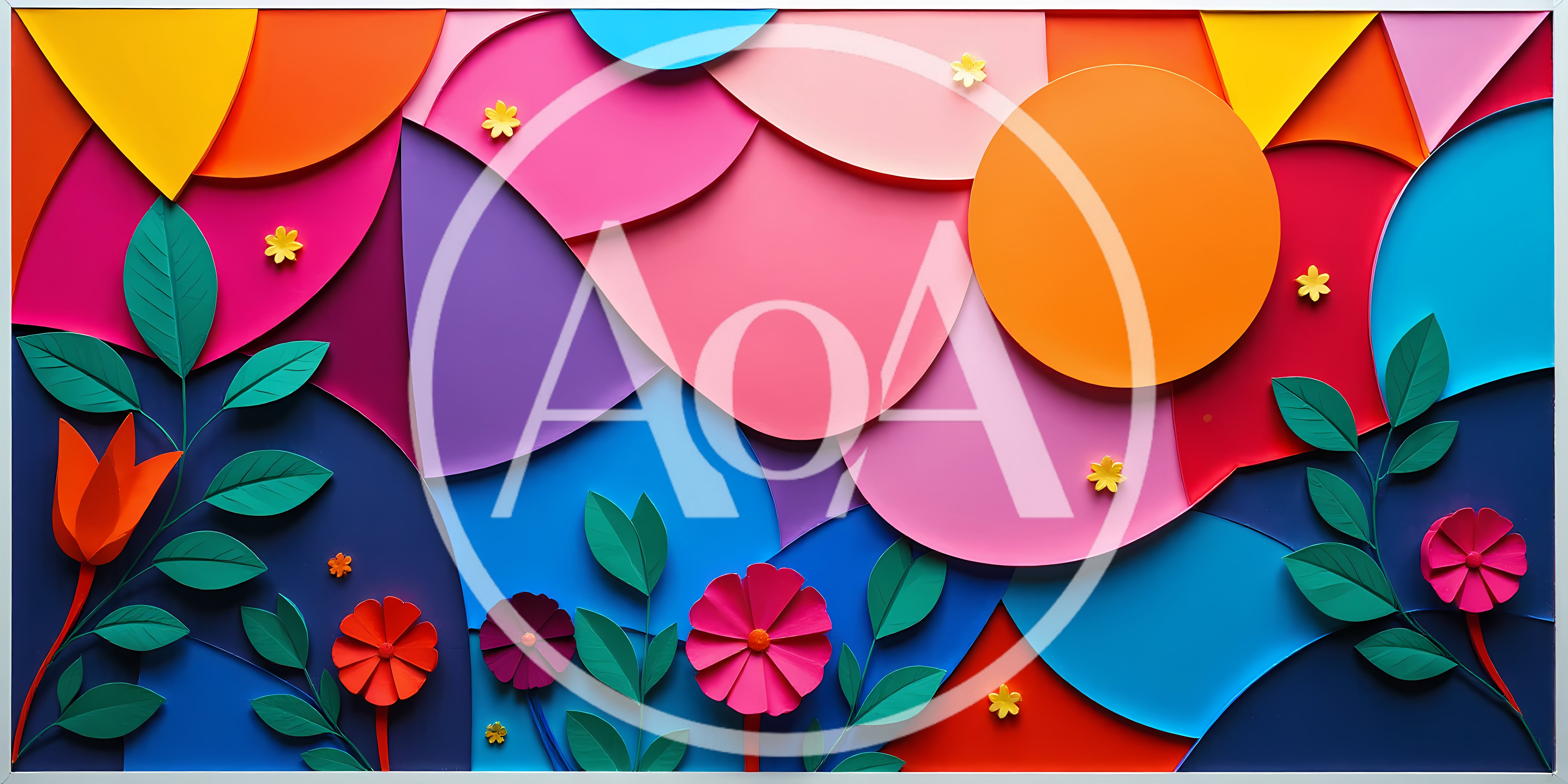 Abstract Paper Cutout Floral Art Composition