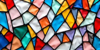 Abstract Stained Glass Pattern With Colorful Geometric Shapes