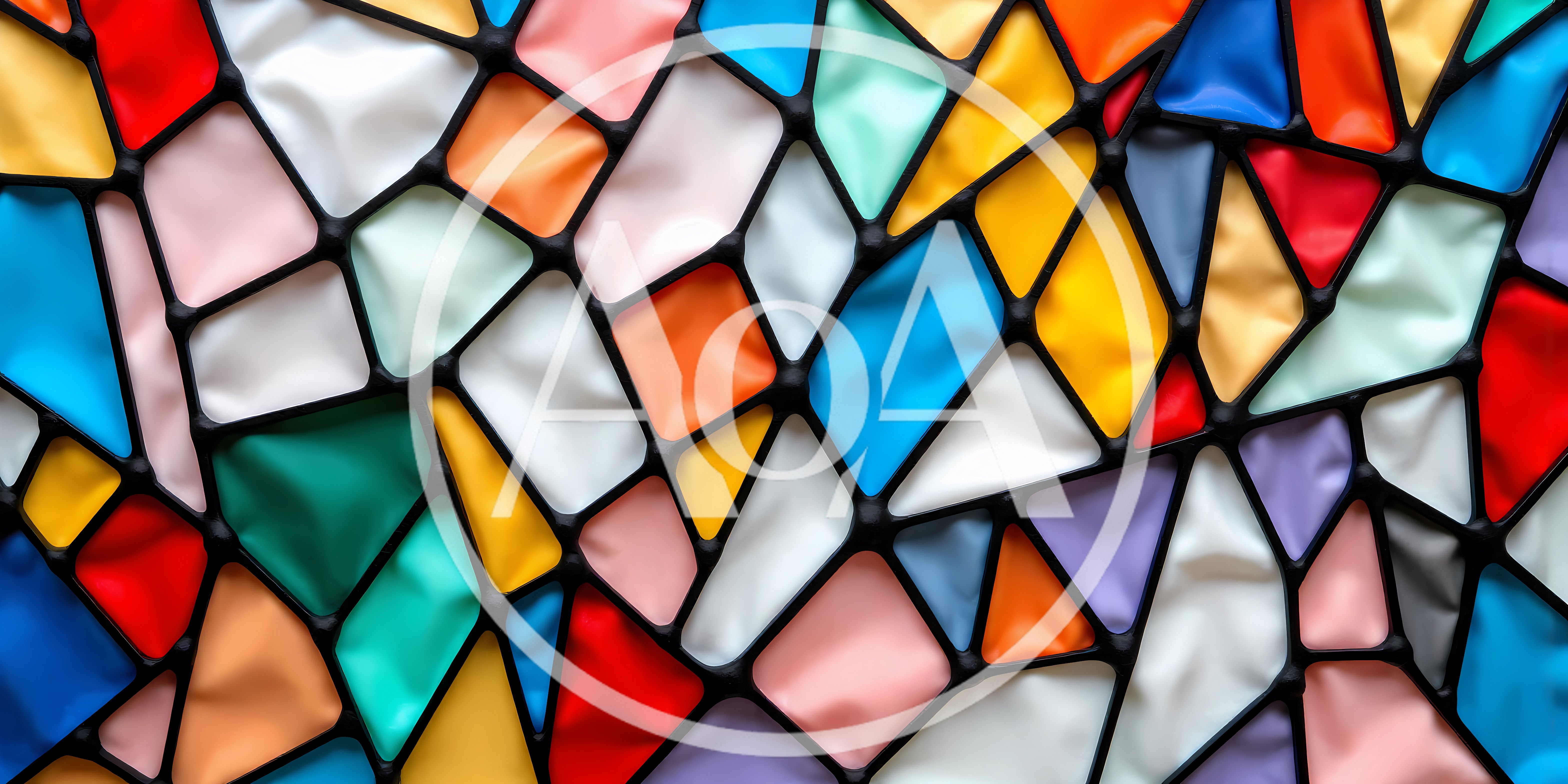 Abstract Stained Glass Pattern With Colorful Geometric Shapes