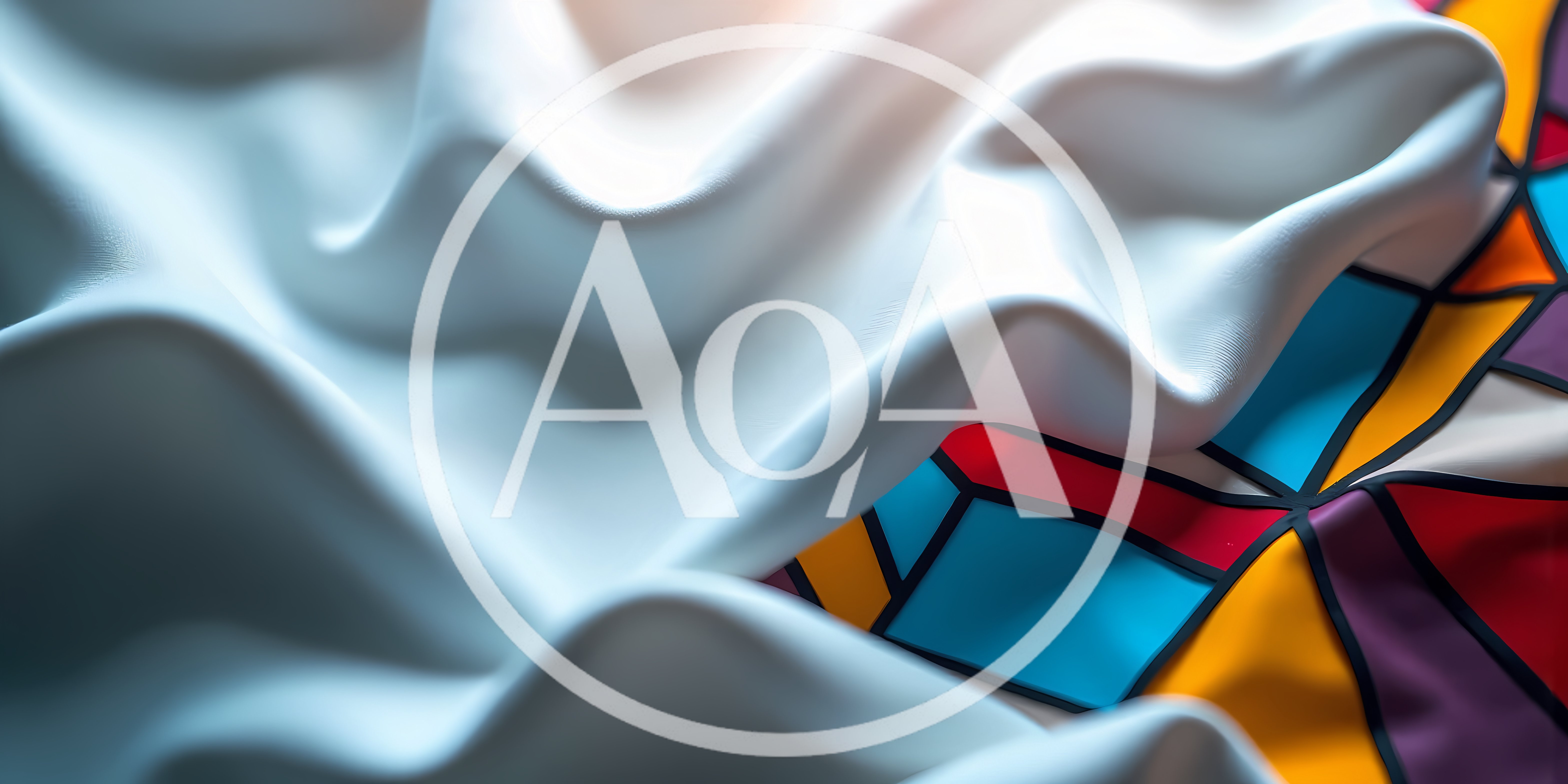 Abstract White Fabric Over Stained Glass Pattern