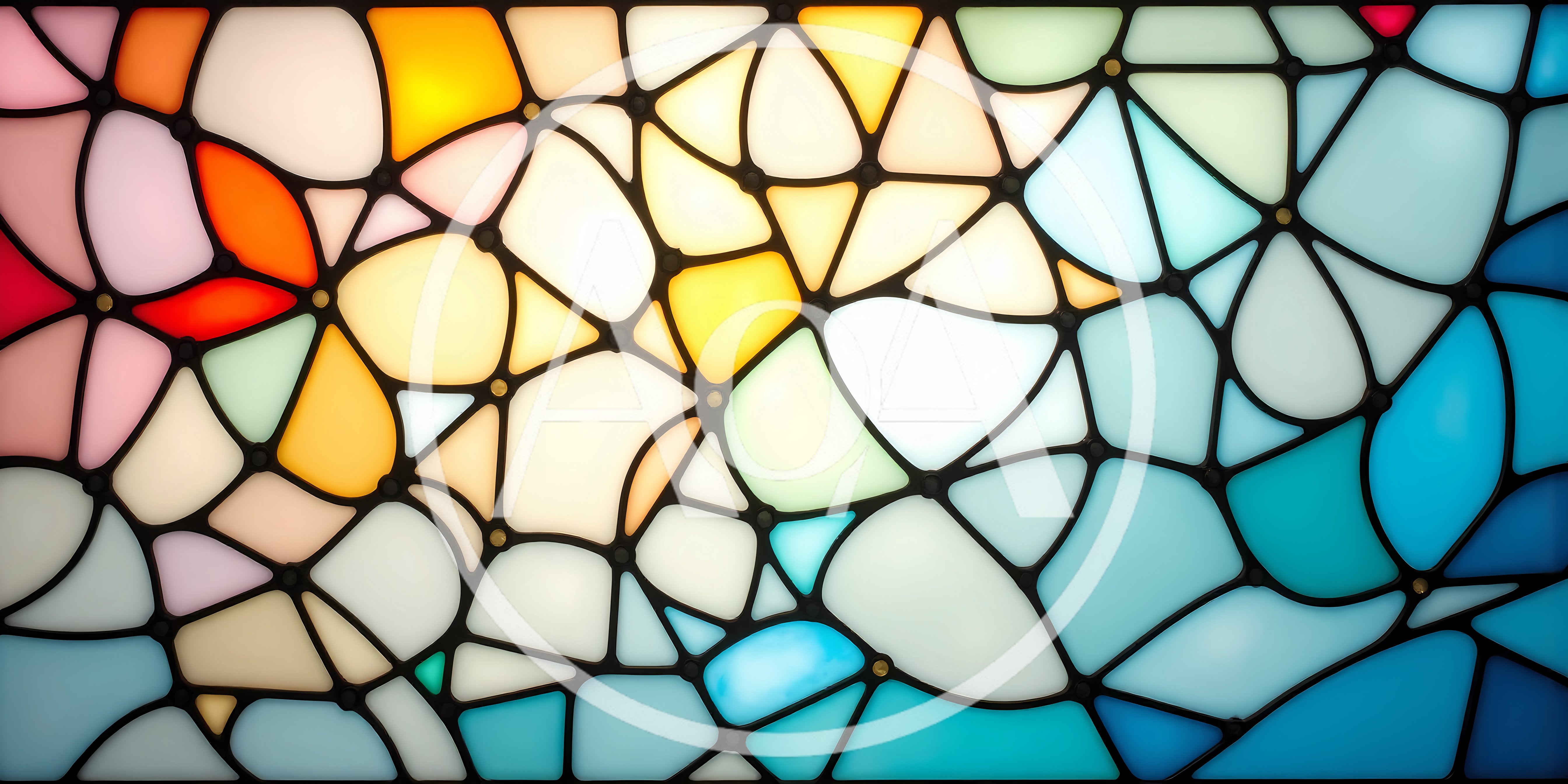 Abstract Stained Glass Pattern With Colorful Geometric Shapes
